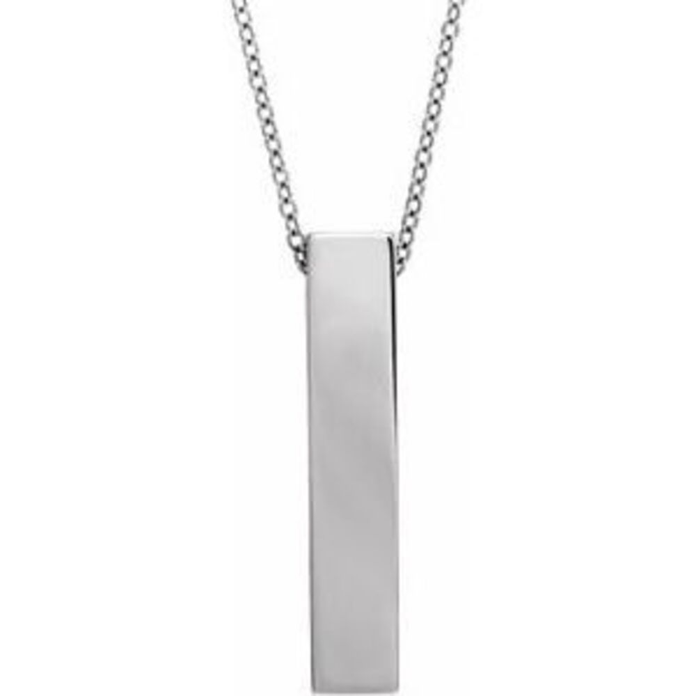 14k White Engravable Sculptural Bar 24" Necklace